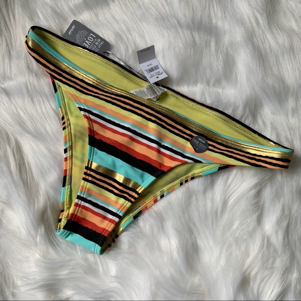 NWT Aerie Multicolor Gold Teeny Bikini Bottom, M
